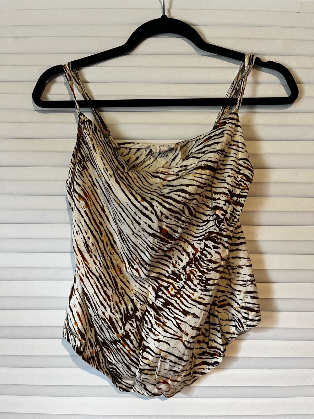 Elan Animal-Print Satin Cowl Neck Camisole - Brown/White